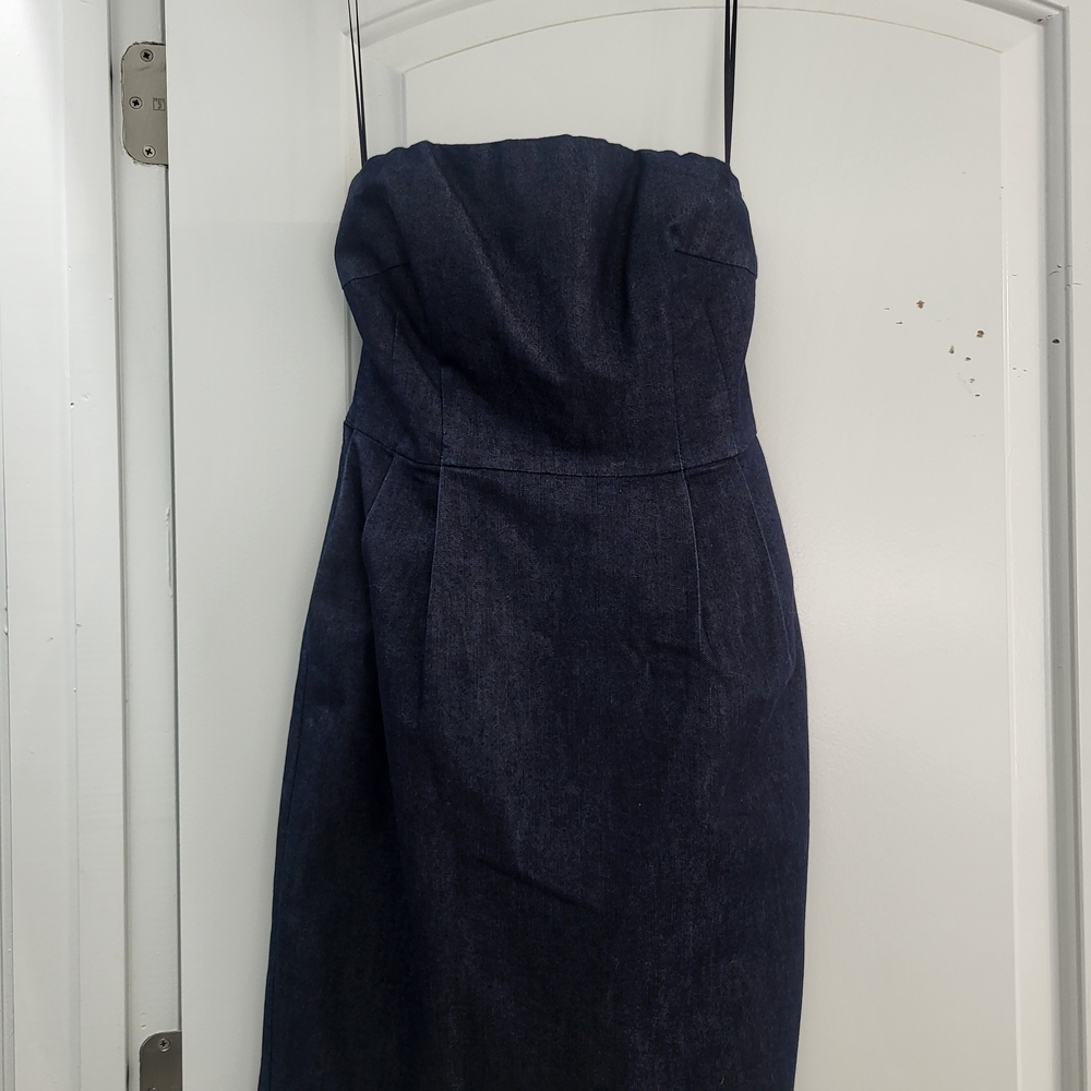 Express Dark Blue Denim Strapless Dress